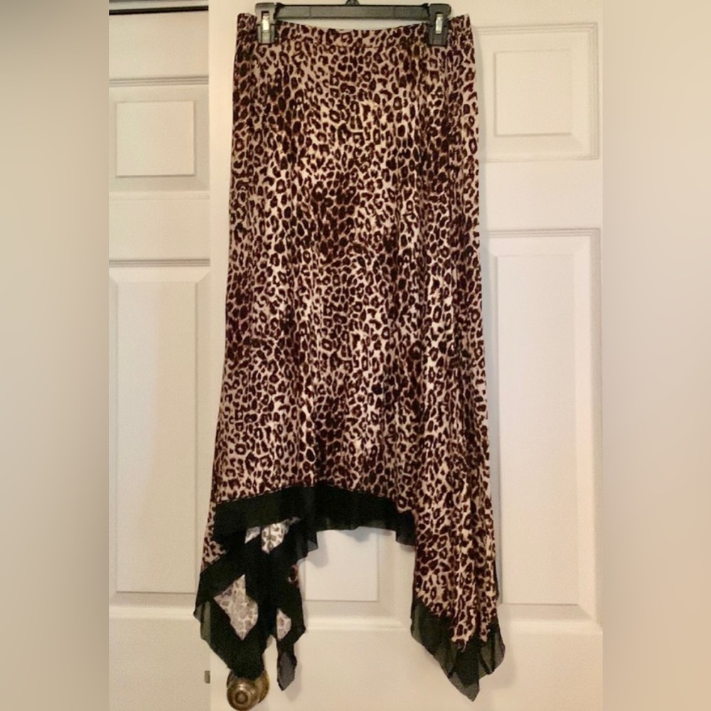 Cupio Leopard Asymmetrical Skirt Size Medium Soft!